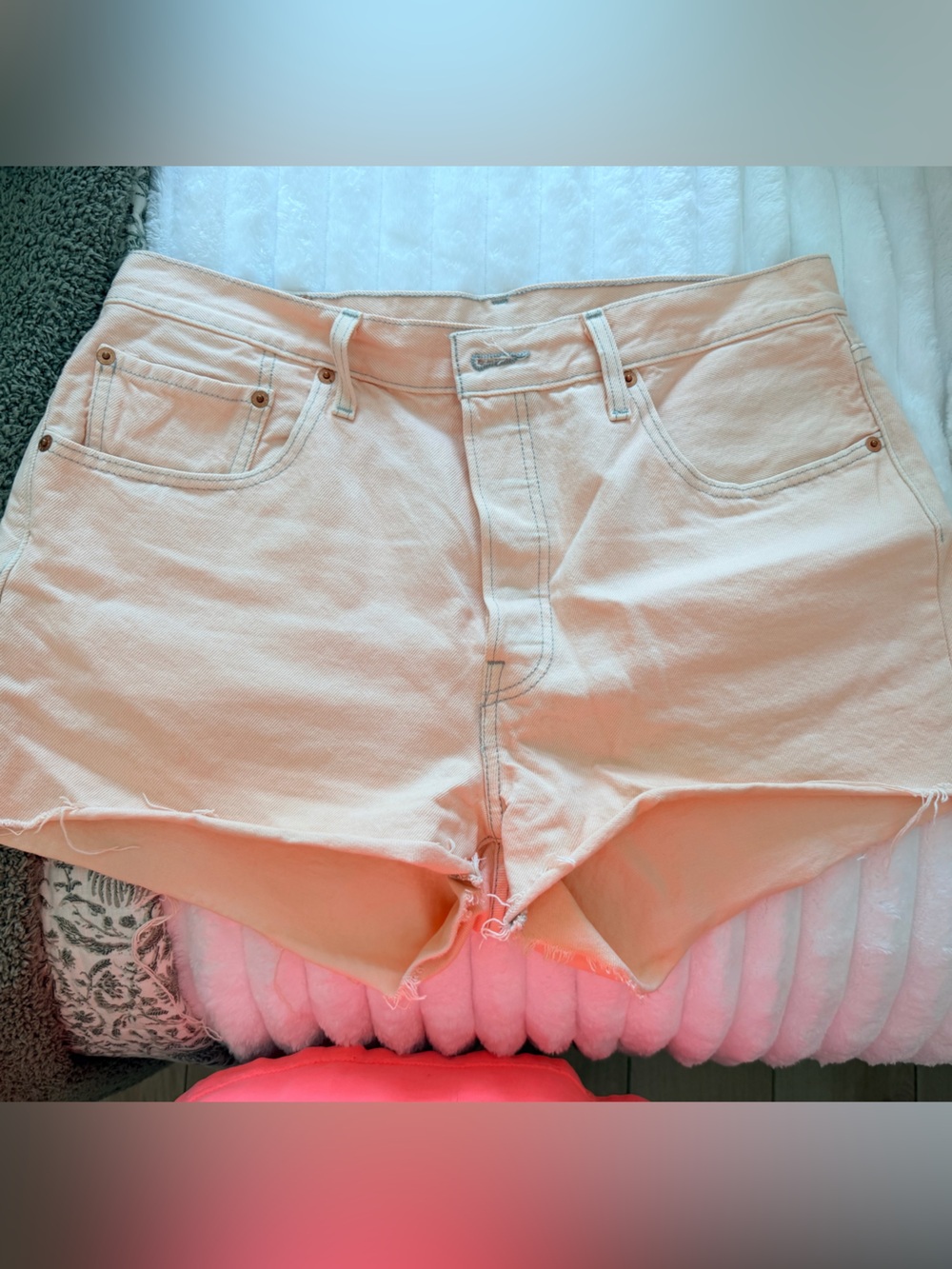 Levi's Light Peach Denim Cutoff Shorts